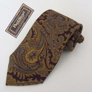 new PAUL STUART hand made paisley motif tie Japan 100% silk